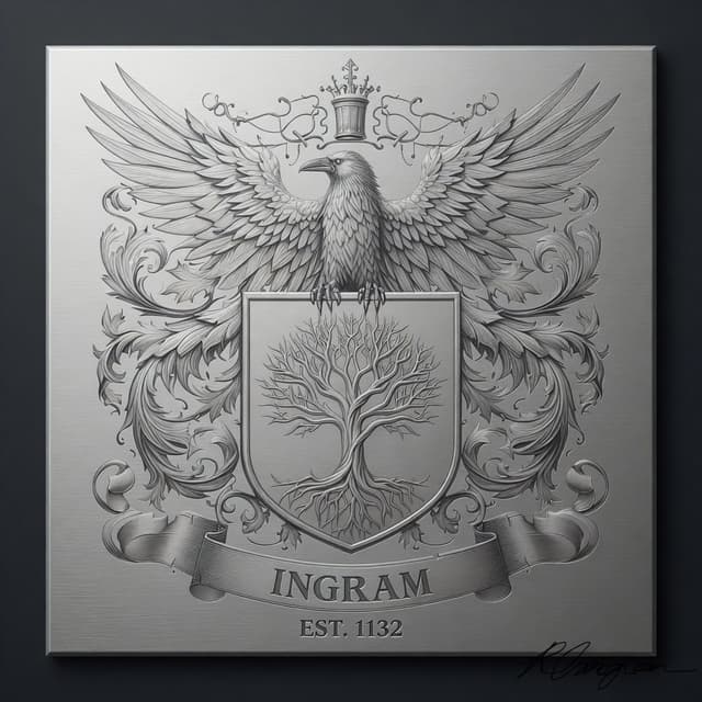 Ingram silver-etched arms · EST. 1132